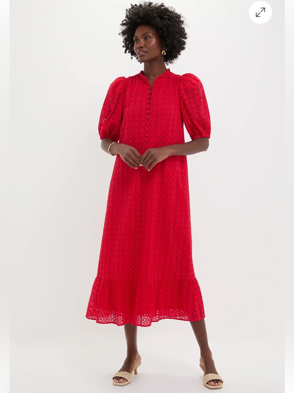 Tuckernuck Hyacinth House Red Eyelet Tryall Midi Dress XL NWT